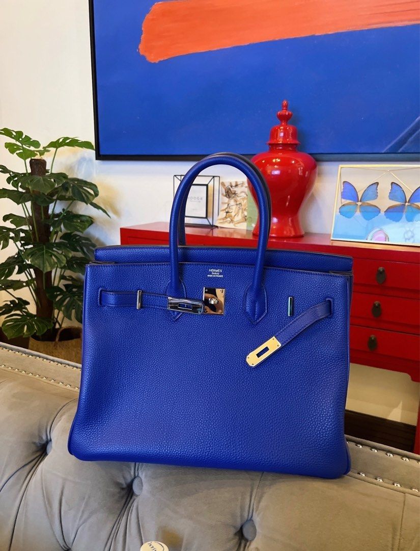 Hermes Birkin 35 Electric Blue, Luxury, Bags & Wallets on Carousell