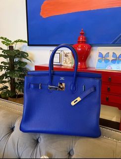 Hermes Birkin Bag 35cm Blue Nuit Rose Pourpre Verso Palladium Hardware