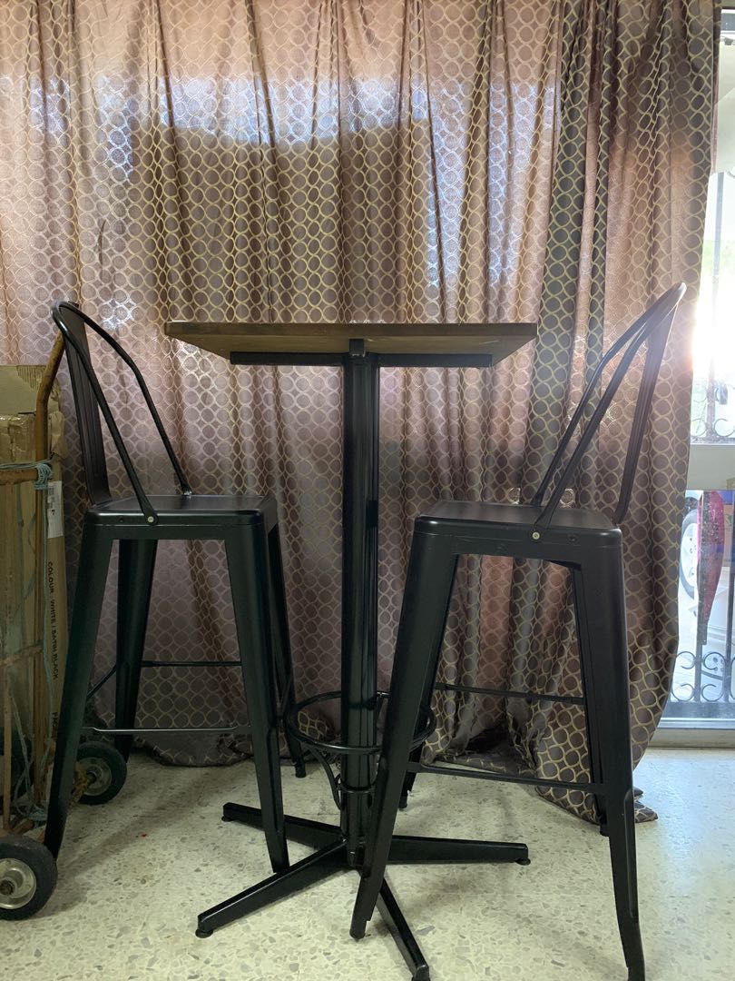 High dining table / bar table with 2 high chairs, Furniture & Home