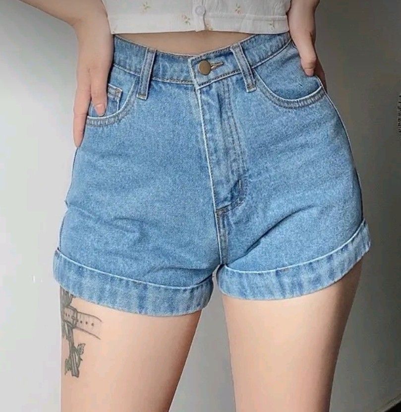 Plus Size High Waist Denim maong short for women 4 COLOR