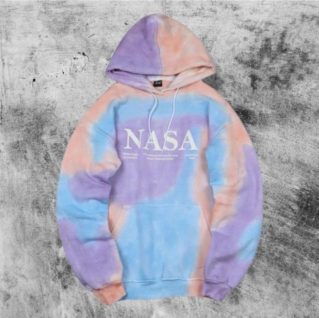 Hoodie H M Nasa Tie Dye Fesyen Pria Pakaian Baju Luaran di