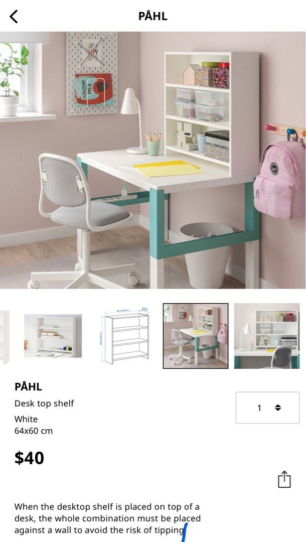 PÅHL Desk with add-on unit, white/turquoise, 373/4x227/8 - IKEA