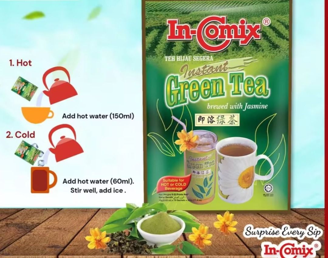 In-Comix Green Tea with Jasmine (18's x 18g), Food & Drinks, Beverages ...