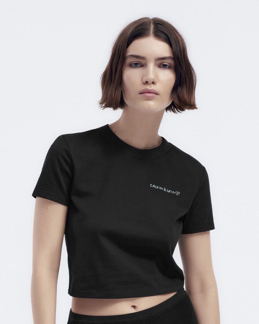 Jennie for Calvin Klein Cotton Jersey Baby Tee XS, Women's Fashion