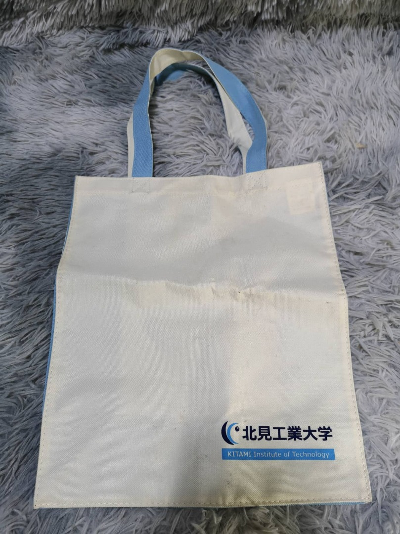 Kitami Technology White & Blue Canvas Tote Bag on Carousell