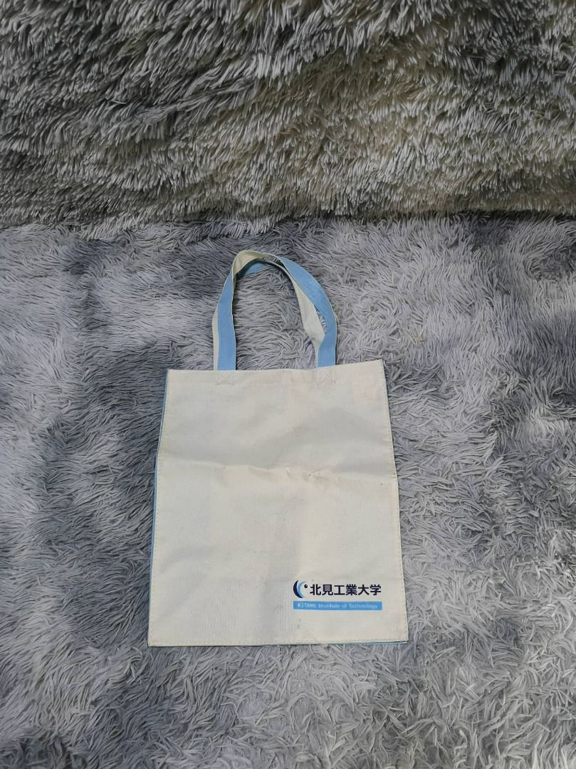 Kitami Technology White & Blue Canvas Tote Bag on Carousell