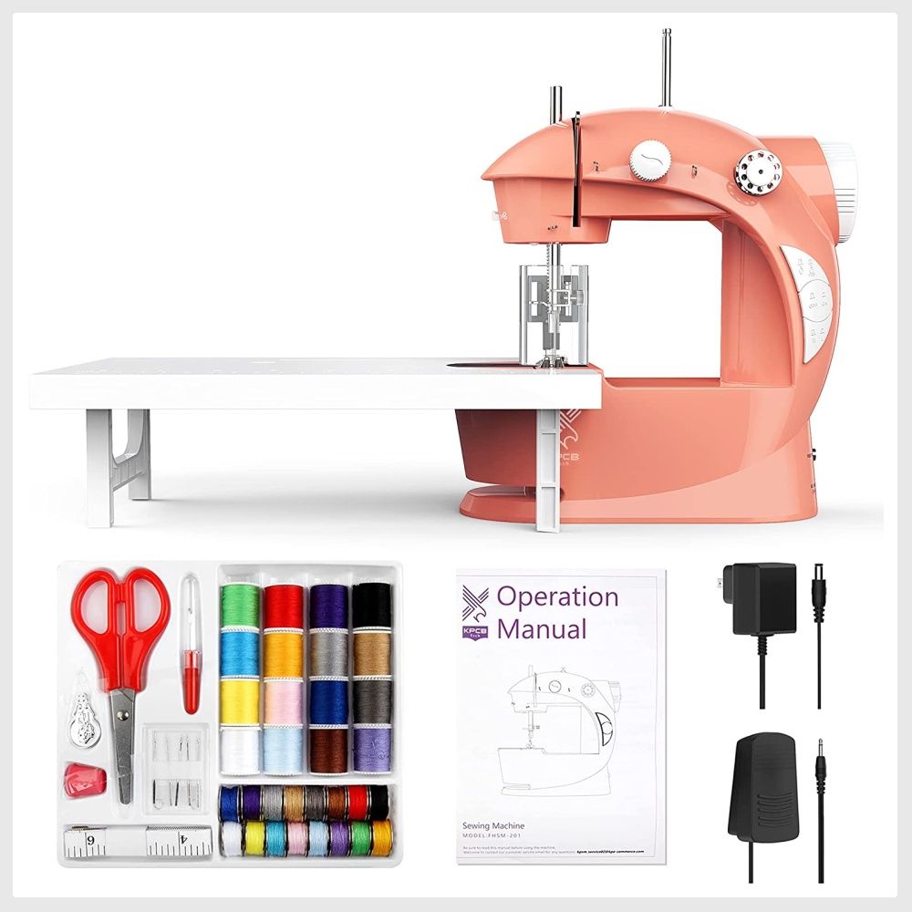 KPCB Sewing Machine with 42 PCS Sewing Kit and Extension Table (Orange) 