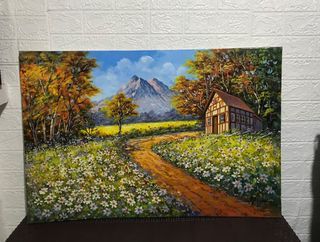 Daisies Landscape Oil Painting On Canvas ( 24x36 )