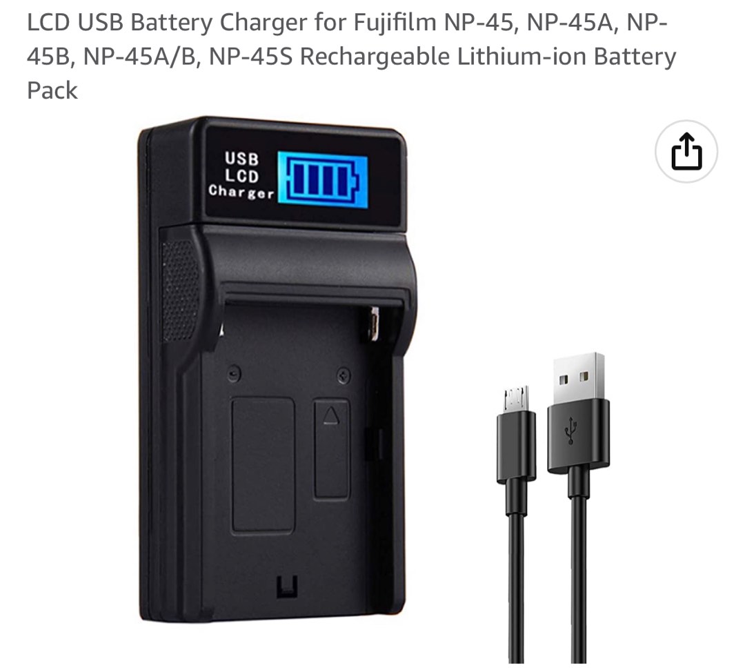 LCD USB Battery Charger for Fujifilm NP45, NP45A, NP45B, NP45A/B