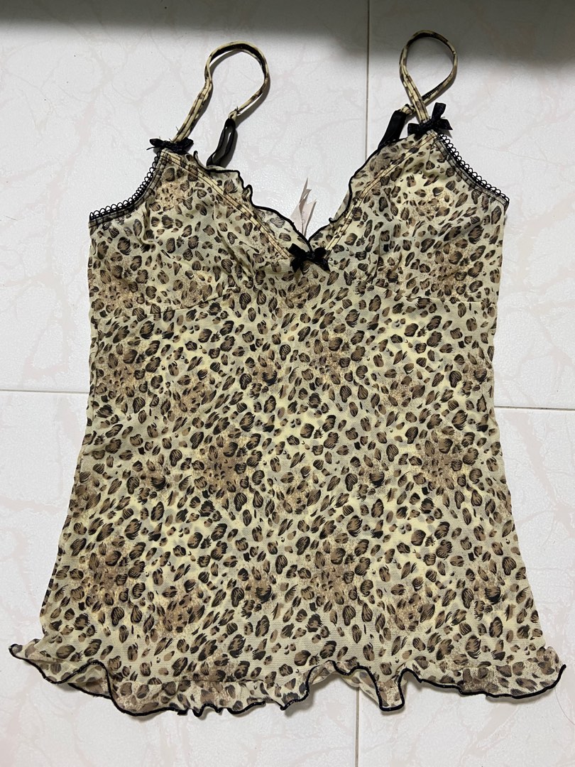 Vintage Y2K leopard print beaded cami top main image 0