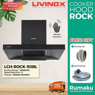 LIVINOX LCH-ROCK-90BL Chimney Cooker Hood Kitchen