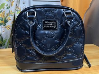 Hello Kitty Black Leather Patent Embossed Loungefly Handbag Purse