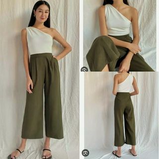 LOVE BONITO one shoulder jumpsuit olive sexy