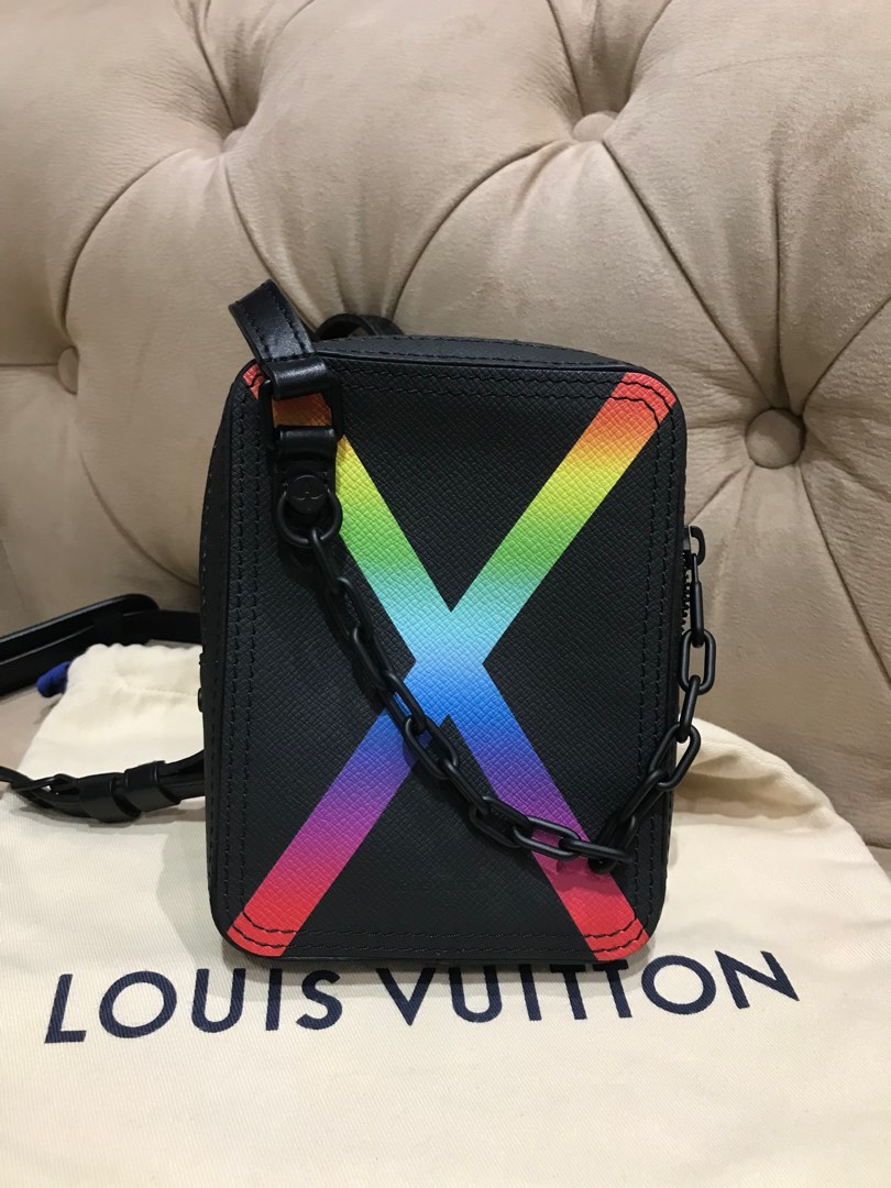 Louis Vuitton Logo Tanube Messenger Virgil Abloh Black Rainbow Shoulder Bag  Auth