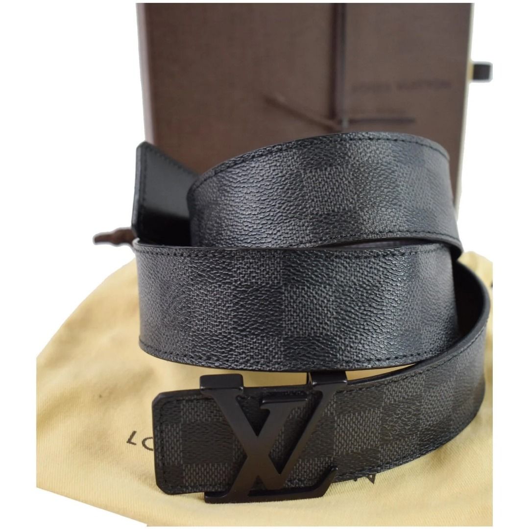 LV Louis Vuitton Belt Initiales Damier Graphite Black Grey, Men's Fashion,  Watches & Accessories, Belts on Carousell