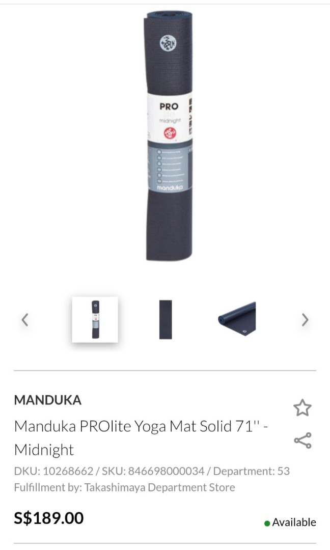 Manduka PROlite Yoga Mat 71, Sports Equipment, Exercise & Fitness, Exercise  Mats on Carousell