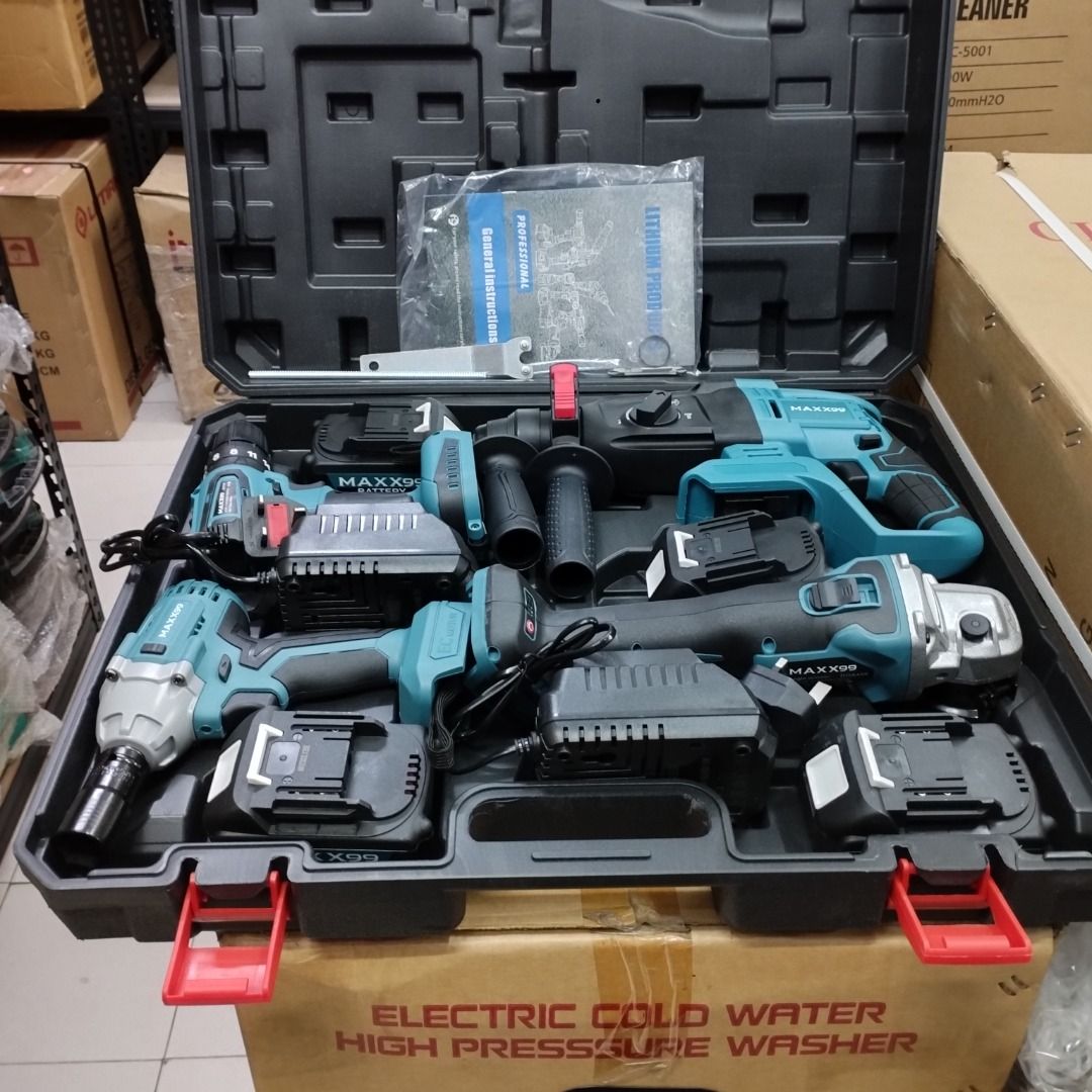 MAXX99 21V 4IN1 Brushless Set Cordless Hammer Drill, Grinder, Electric