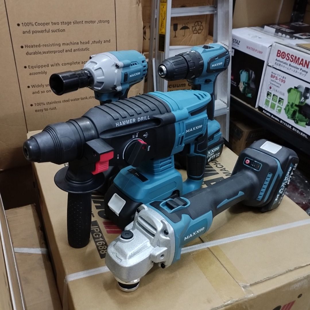 MAXX99 21V 4IN1 Brushless Set Cordless Hammer Drill, Grinder, Electric