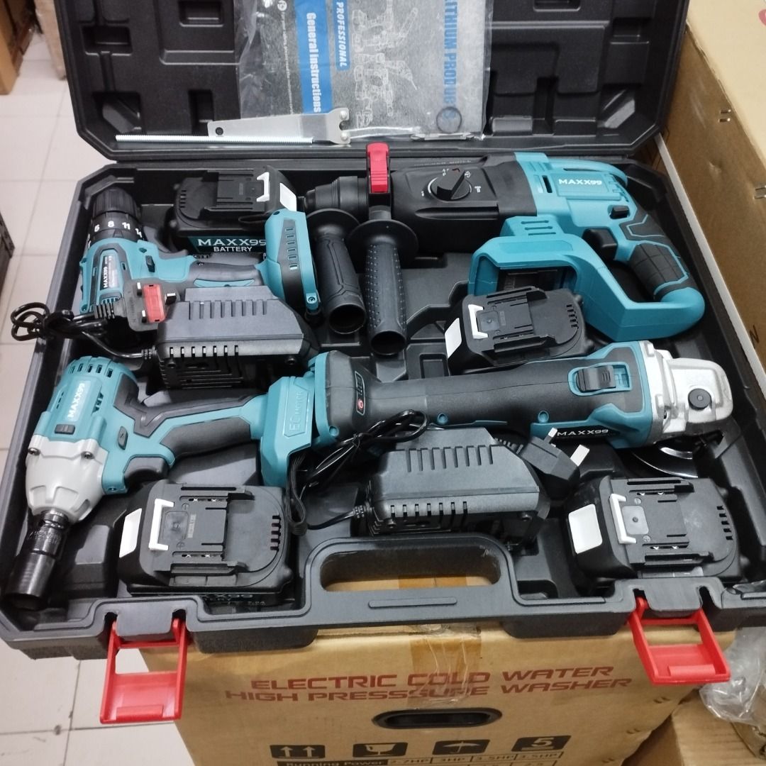 MAXX99 21V 4IN1 Brushless Set Cordless Hammer Drill, Grinder, Electric