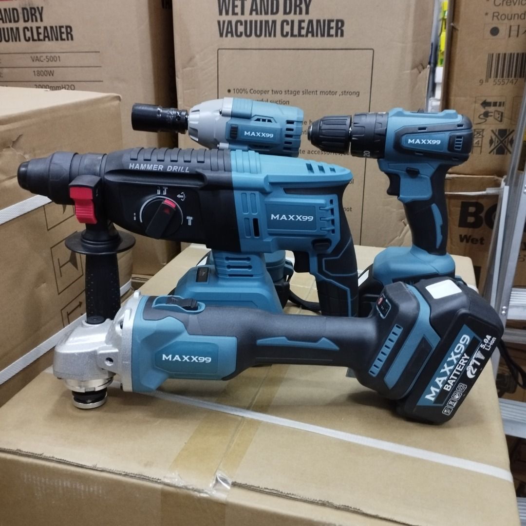 MAXX99 21V 4IN1 Brushless Set Cordless Hammer Drill, Grinder, Electric