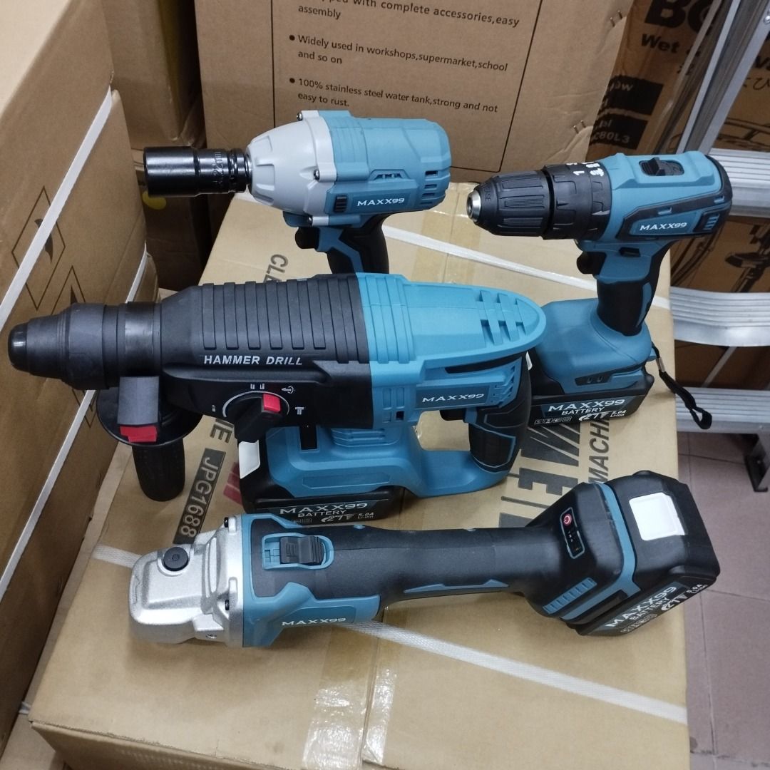 MAXX99 21V 4IN1 Brushless Set Cordless Hammer Drill, Grinder, Electric