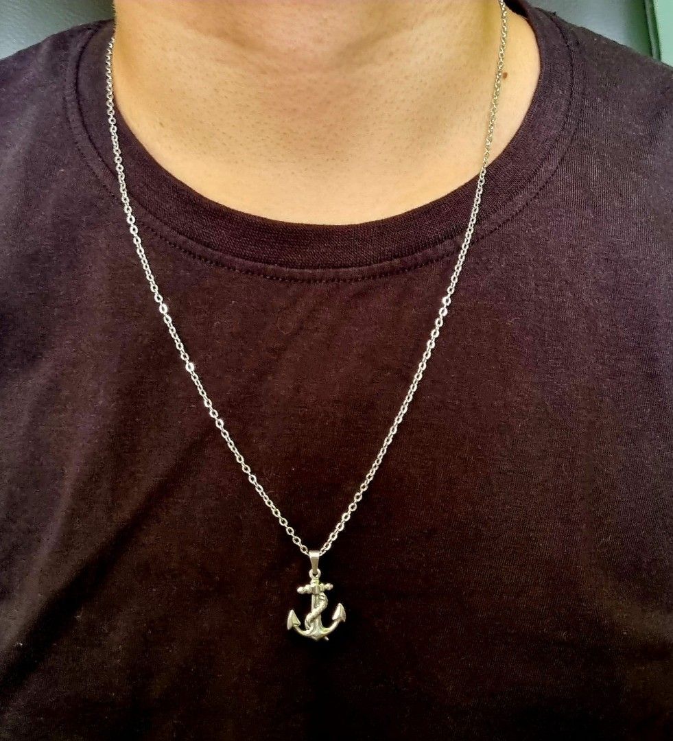 Mens anchor cheap pendant necklace