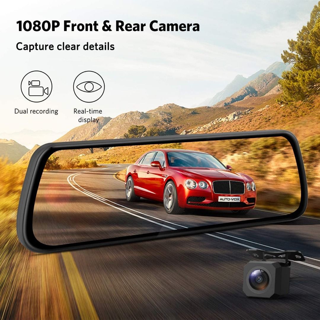 Mirror Dash Cam with Sony IMX Sensor Night Vision, Dash Cameras Front