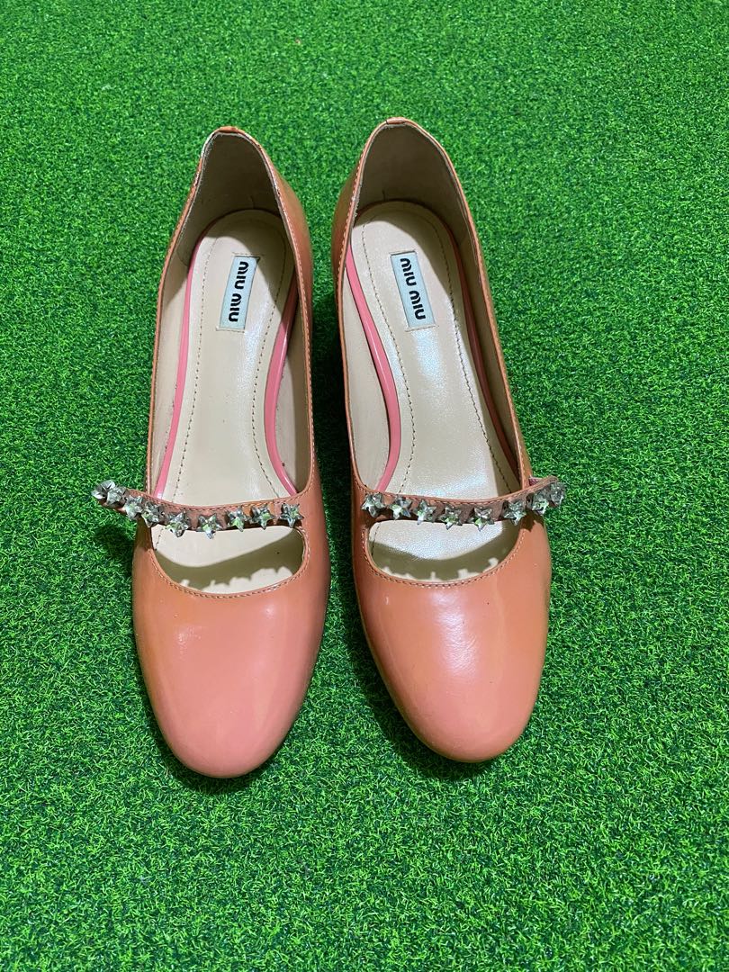 Miu miu block heel shoes, Luxury, Sneakers & Footwear on Carousell