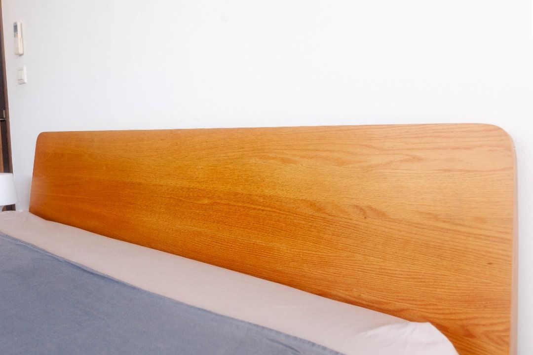 Modern Solid Wood King Frame with 2 year old Mattress, Furniture & Home