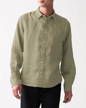 MUJI linen long sleeve top