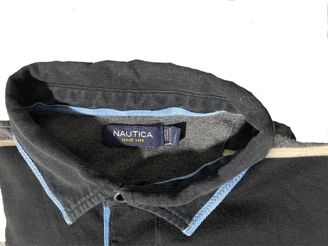 Chemise Homme Manches Longues Nautica à Carreaux Blanc Et Noir - Taille S, Coupe Classique Stretch, Neuf Sans étiquettes
