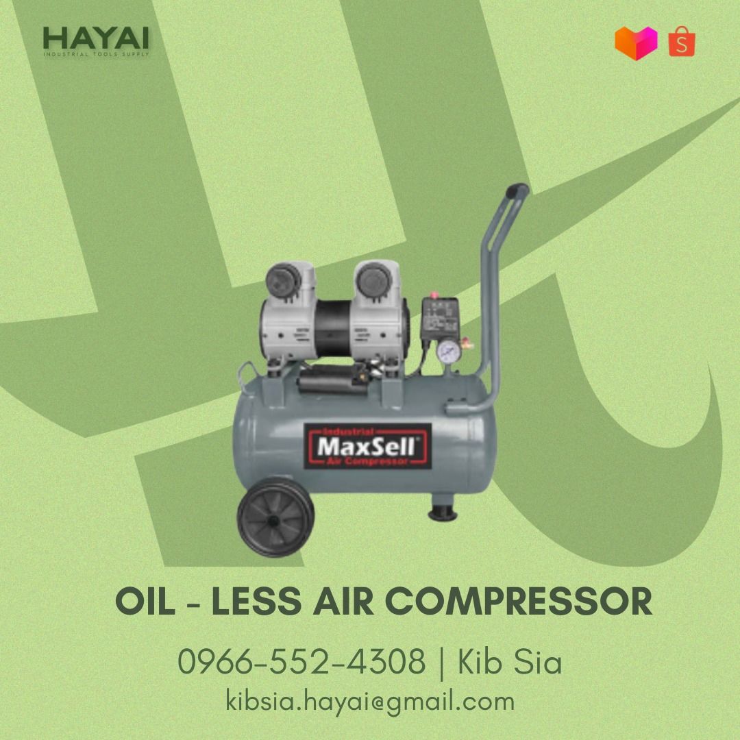 30 Litres Oil Free Sound Less Copper Coil Air Compressor With 1 HP Motor, 116 Ps