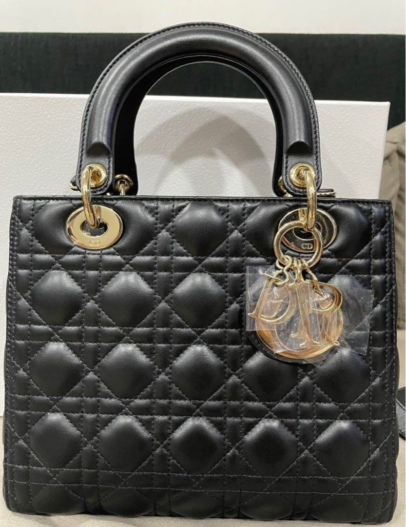 Preloved  New Stuff on Instagram Dior Classic Lady Dior Black BHW  Medium 24 x 20  12 cm Strap drop 43 cm April 2020 9510 Excellent minor  faint signs on flap area