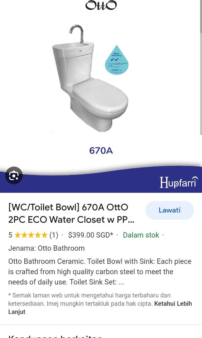 OttO Ceramic Toilet Bowl water closet, Furniture & Home Living, Bathroom & Kitchen Fixtures on