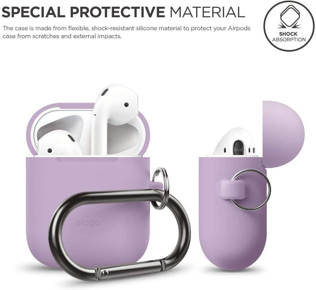 elago Silicone Case Compatible with AirPods 3 Case Cover - Carabiner Included, Supports Wireless Charging, Shock Resistant, Full Protection (Lavender)