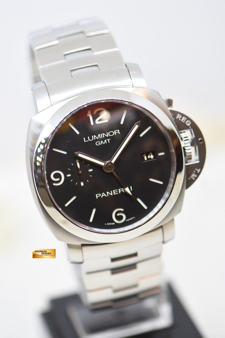 PANERAI LUMINOR 1950 GMT 44mm STEEL IN BRACELET AUTOMATIC BLACK