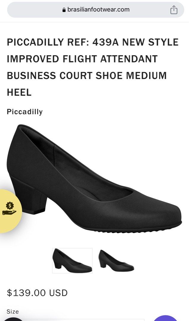 Picadilly Flight Attendant Black Shoes, Women's Fashion, Footwear
