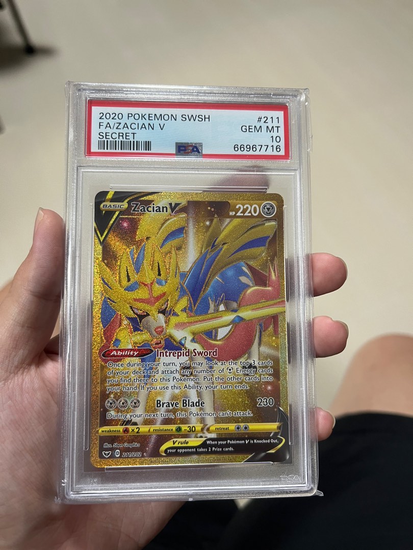 Pokemon PSA 10 Sword and Shield Zacian V Gold, Hobbies & Toys, Toys