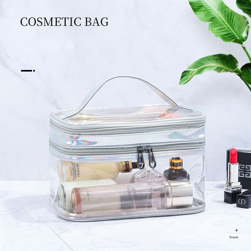 Portable Clear Makeup Bag 2 Layers Zipper Cosmetics Bags Transparent Travel  Storage Pouch PVC Toiletry Organizers, Hobbies & Toys, Travel, Travel  Essentials & Accessories on Carousell
