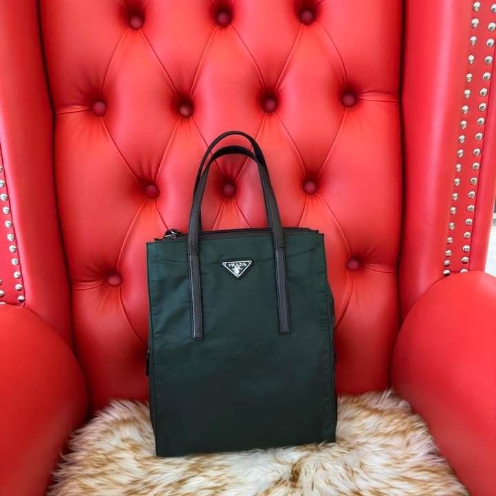 Prada leather Tote Bag, Luxury, Bags & Wallets on Carousell