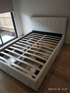 PU leather bed frame with 4 drawers available on sale