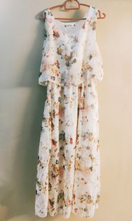 Readystock maternity breastfeeding sleeveless floral flower dress chiffon
