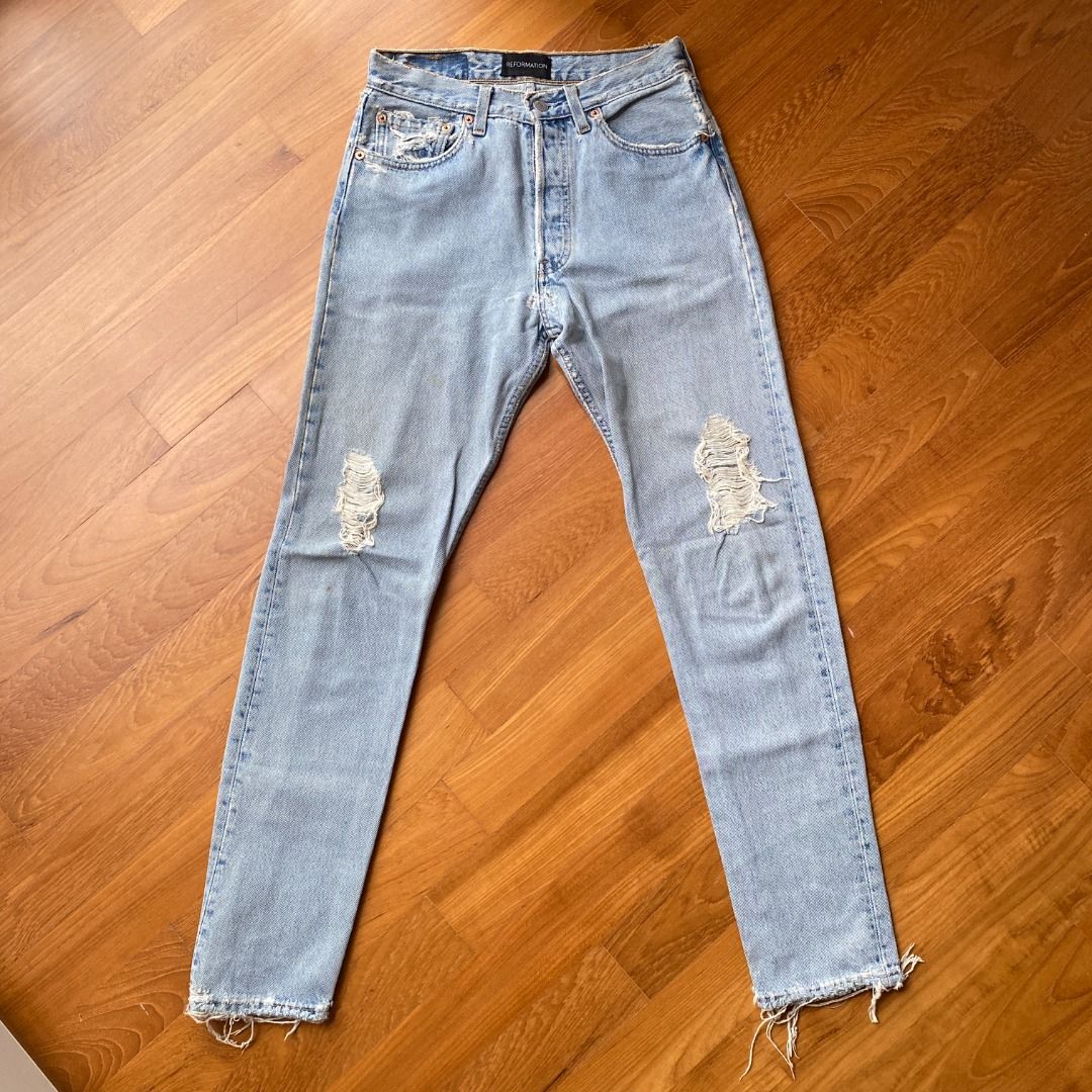 Reformation x Levi s 501 Vintage Distressed High Waisted Denim Jeans