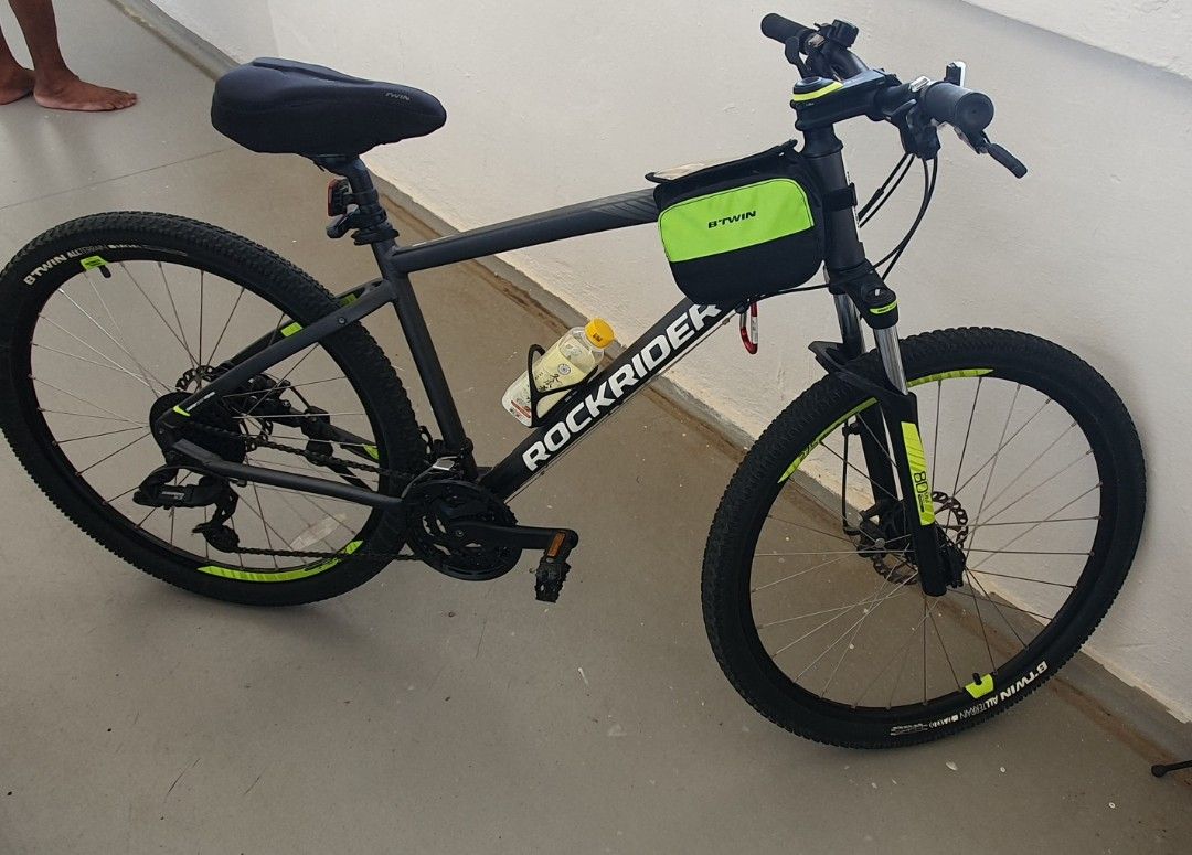Rock Rider Mountain Bike Green and Black Design with BTWIN tires