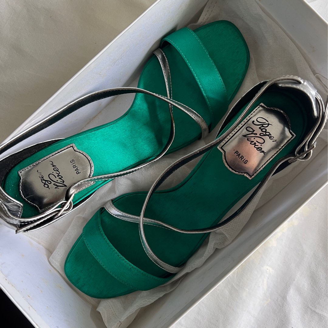 roger vivier silver heels