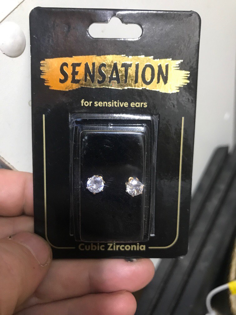 Sensation brand cubic zirconia studex jewellery 24ct gold plated