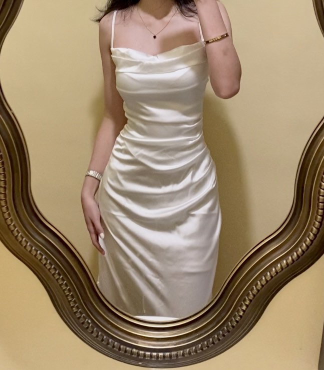 SHEIN Long White Dress With Slit on Carousell