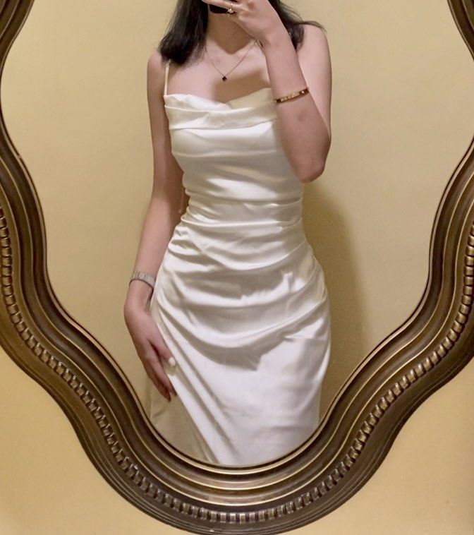 SHEIN Long White Dress With Slit on Carousell