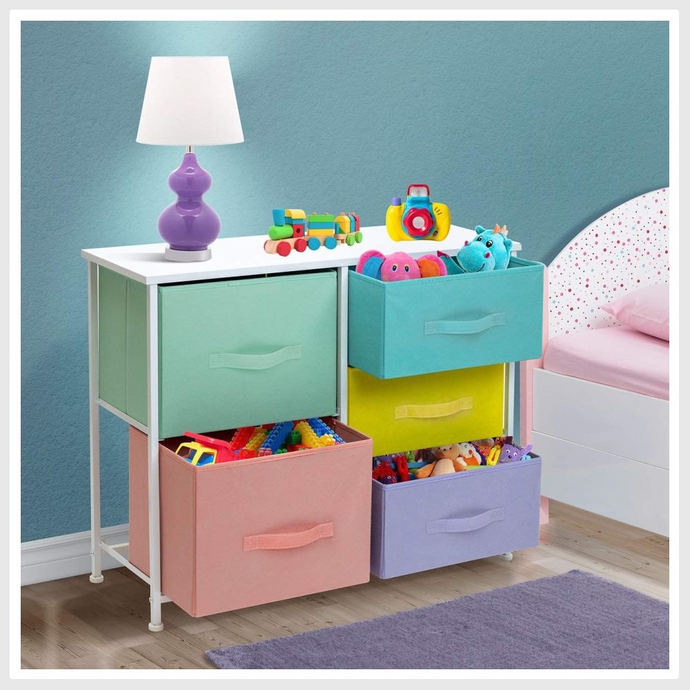 Sorbus Dresser with Drawers Bedside Furniture  Night Stand End Table  Dresser for Home, Bedroom Accessories, Office, College Dorm, Steel Frame,  Wood Top (Colurful White Frame), Babies  Kids,