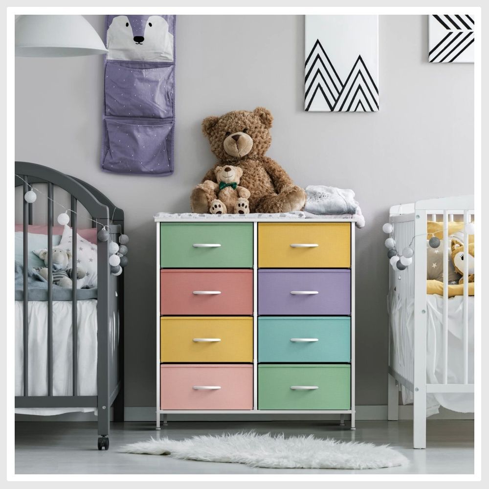 Sorbus Kids Dresser with 8 Drawers Furniture Storage Chest Tower Unit for Bedroom Hallway Closet Office Organization Steel Frame Wood Top